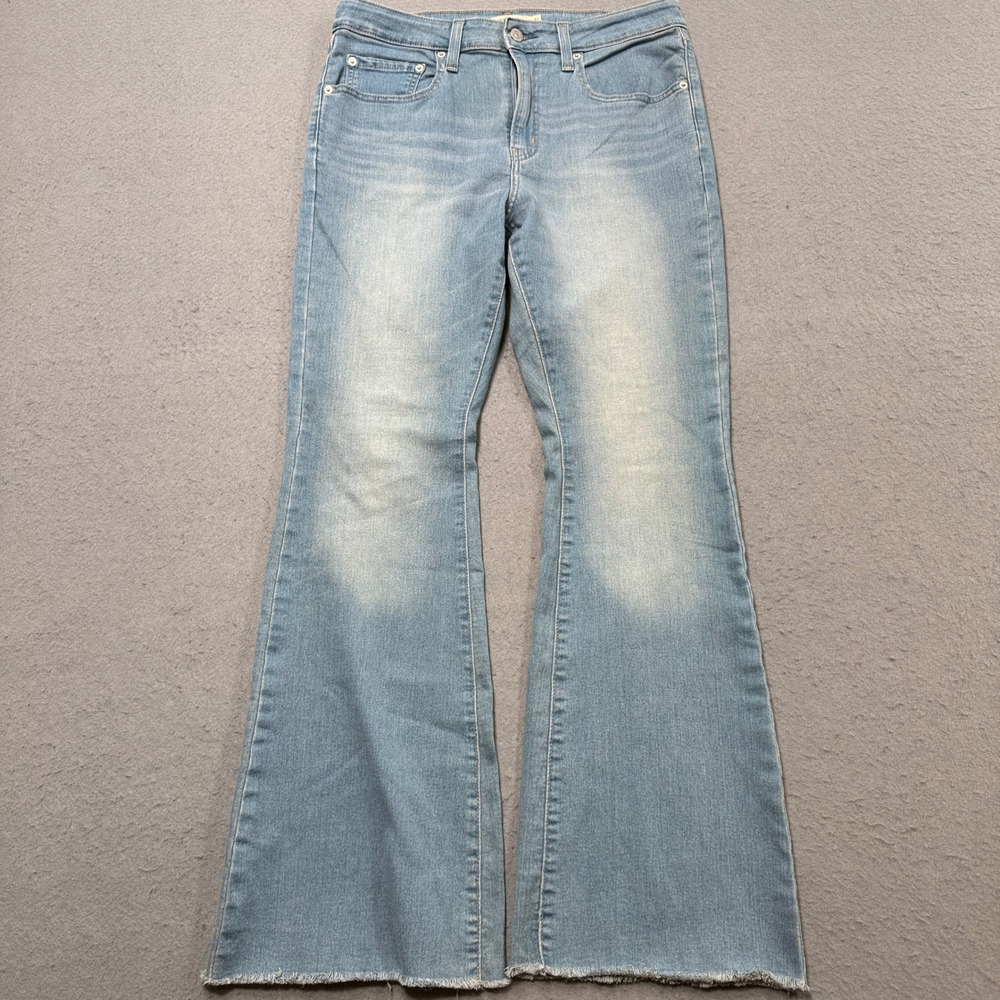 Levi's 726 Jeans Women's 31 Blue Light Wash High Rise Flare Leg Denim Frayed Hem